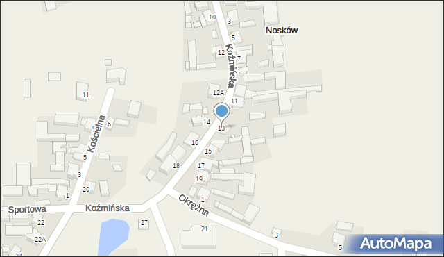 Nosków, Koźmińska, 13, mapa Nosków