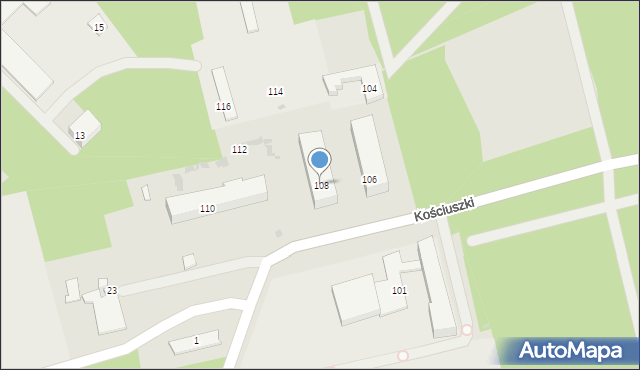 Nowa Dęba, Kościuszki Tadeusza, gen., 108, mapa Nowa Dęba