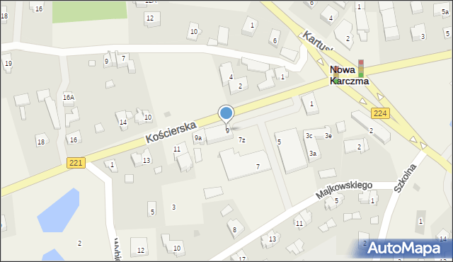 Nowa Karczma, Kościerska, 9, mapa Nowa Karczma