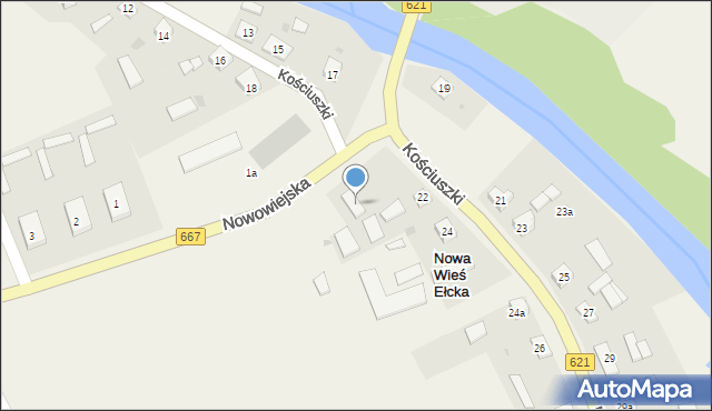 Nowa Wieś Ełcka, Kościuszki Tadeusza, gen., 20, mapa Nowa Wieś Ełcka