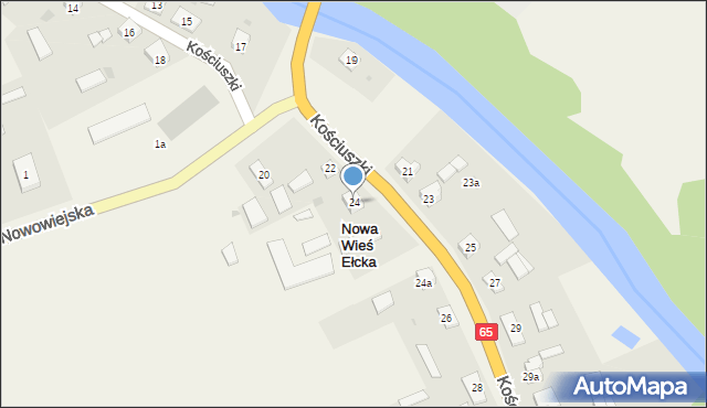 Nowa Wieś Ełcka, Kościuszki Tadeusza, gen., 24, mapa Nowa Wieś Ełcka