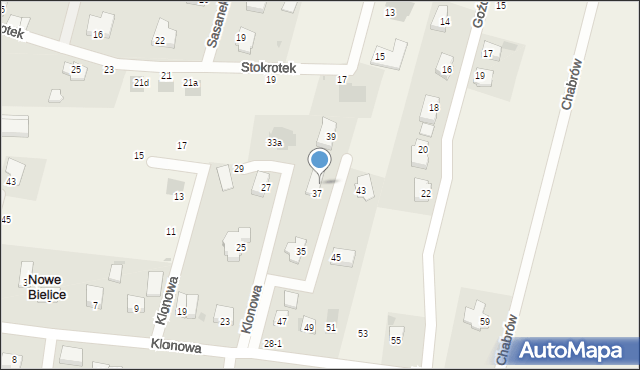 Nowe Bielice, Konwalii, 37, mapa Nowe Bielice
