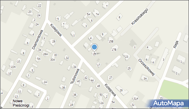 Nowe Pieścirogi, Kolejowa, 15, mapa Nowe Pieścirogi