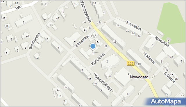 Nowogard, Kościelna, 1, mapa Nowogard
