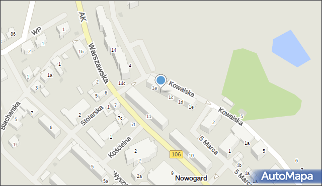 Nowogard, Kowalska, 1b, mapa Nowogard