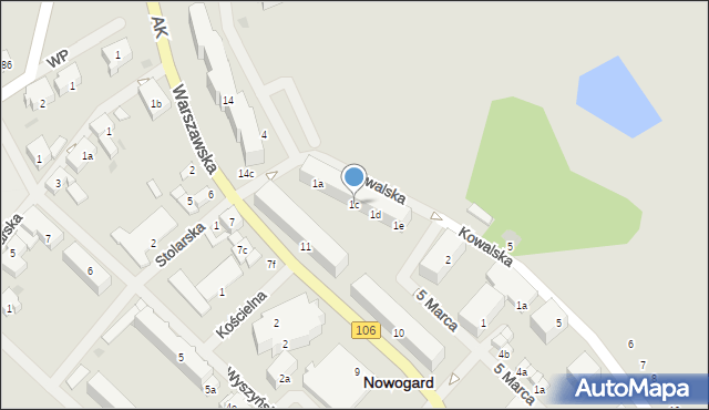 Nowogard, Kowalska, 1c, mapa Nowogard