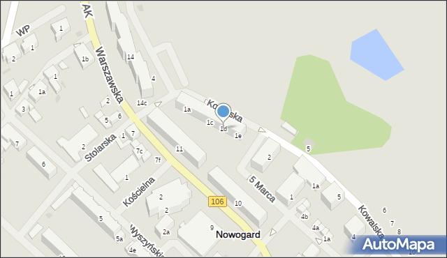 Nowogard, Kowalska, 1d, mapa Nowogard