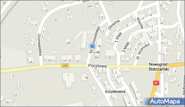 Nowogród Bobrzański, Kochanowskiego Jana, 1a, mapa Nowogród Bobrzański
