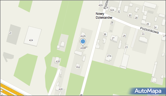 Nowy Dziekanów, Kolejowa, 412a, mapa Nowy Dziekanów