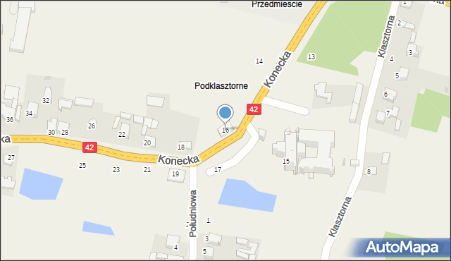 Nowy Kazanów, Konecka, 16, mapa Nowy Kazanów