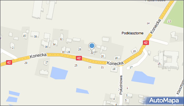 Nowy Kazanów, Konecka, 22, mapa Nowy Kazanów