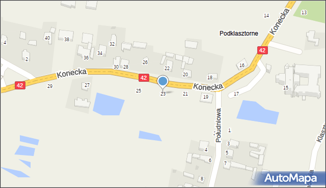 Nowy Kazanów, Konecka, 23, mapa Nowy Kazanów