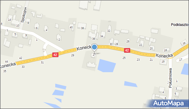 Nowy Kazanów, Konecka, 27, mapa Nowy Kazanów