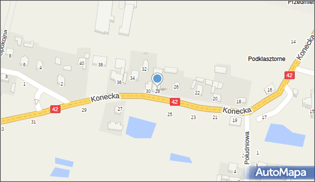 Nowy Kazanów, Konecka, 28, mapa Nowy Kazanów