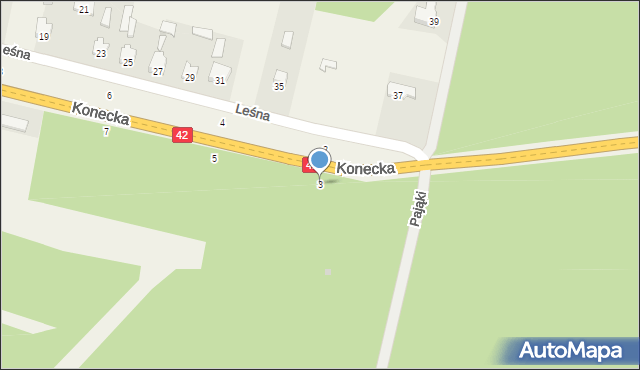 Nowy Kazanów, Konecka, 3, mapa Nowy Kazanów