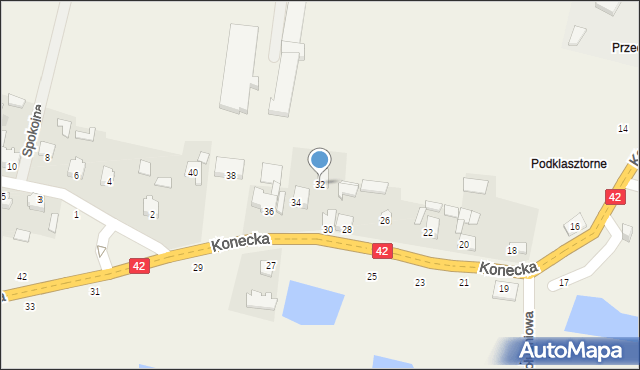 Nowy Kazanów, Konecka, 32, mapa Nowy Kazanów