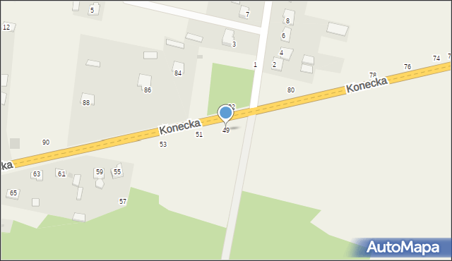 Nowy Kazanów, Konecka, 49, mapa Nowy Kazanów