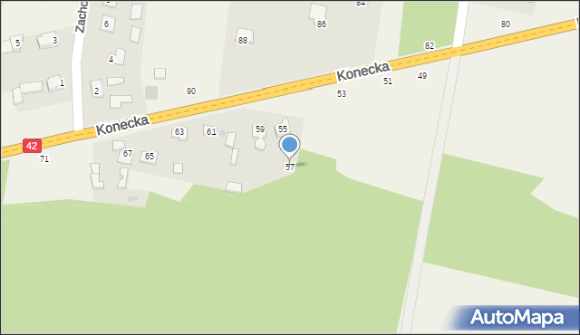 Nowy Kazanów, Konecka, 57, mapa Nowy Kazanów