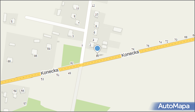 Nowy Kazanów, Konecka, 80, mapa Nowy Kazanów