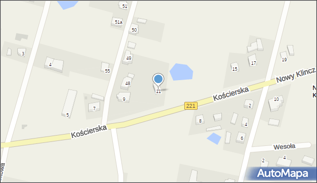 Nowy Klincz, Kościerska, 11, mapa Nowy Klincz