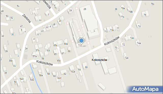 Nowy Targ, Kokoszków, 71b, mapa Nowego Targu