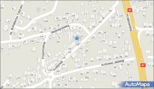 Nowy Targ, Kolejowa, 114, mapa Nowego Targu