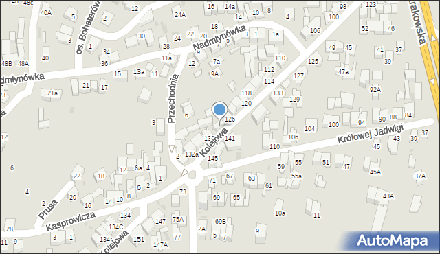 Nowy Targ, Kolejowa, 128, mapa Nowego Targu