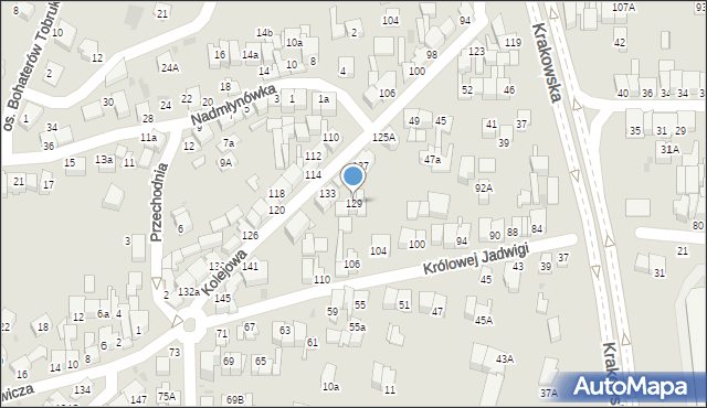 Nowy Targ, Kolejowa, 129, mapa Nowego Targu