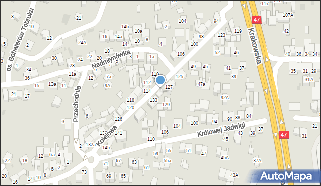 Nowy Targ, Kolejowa, 131, mapa Nowego Targu