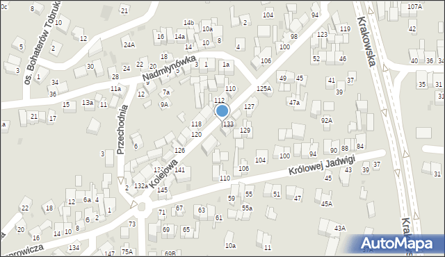 Nowy Targ, Kolejowa, 135, mapa Nowego Targu