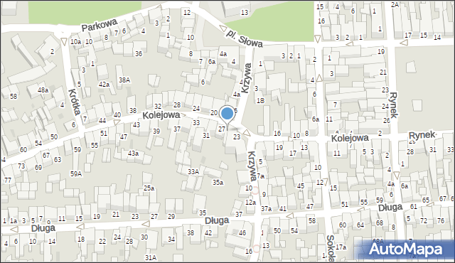 Nowy Targ, Kolejowa, 25, mapa Nowego Targu