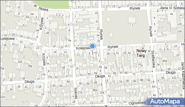 Nowy Targ, Kolejowa, 3, mapa Nowego Targu