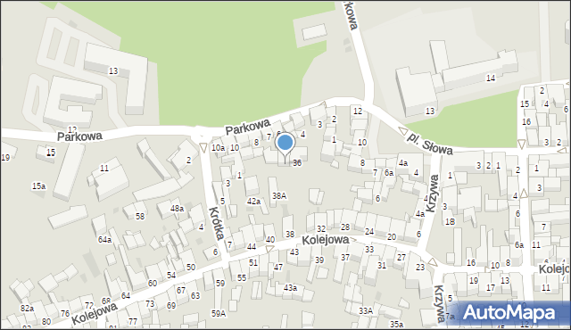 Nowy Targ, Kolejowa, 38B, mapa Nowego Targu