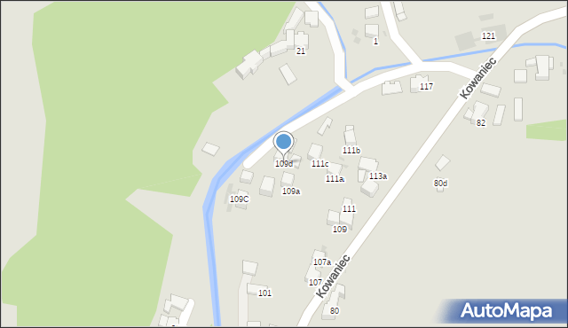 Nowy Targ, Kowaniec, 109d, mapa Nowego Targu