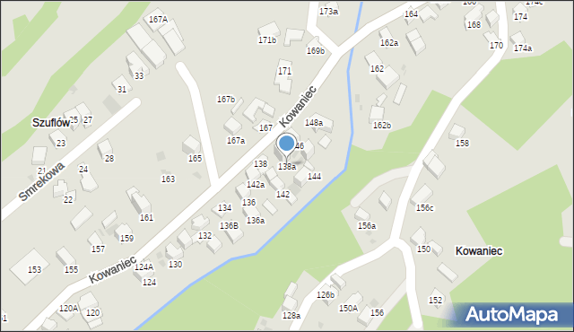 Nowy Targ, Kowaniec, 138a, mapa Nowego Targu