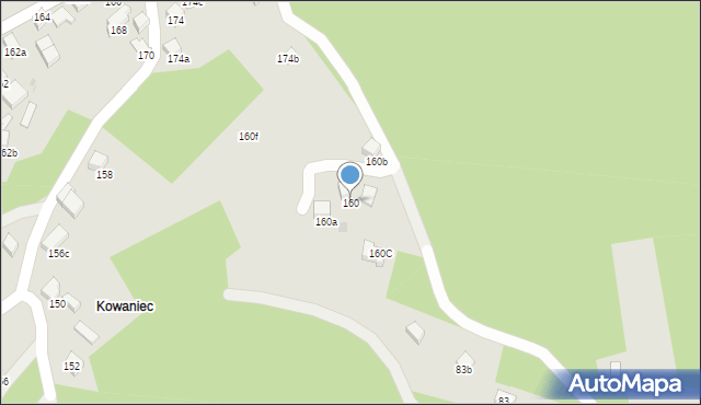 Nowy Targ, Kowaniec, 160, mapa Nowego Targu