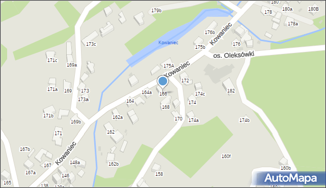 Nowy Targ, Kowaniec, 166, mapa Nowego Targu