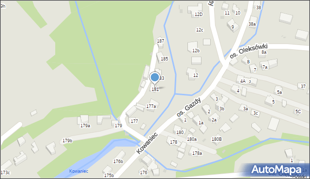 Nowy Targ, Kowaniec, 181, mapa Nowego Targu