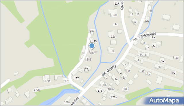 Nowy Targ, Kowaniec, 183, mapa Nowego Targu