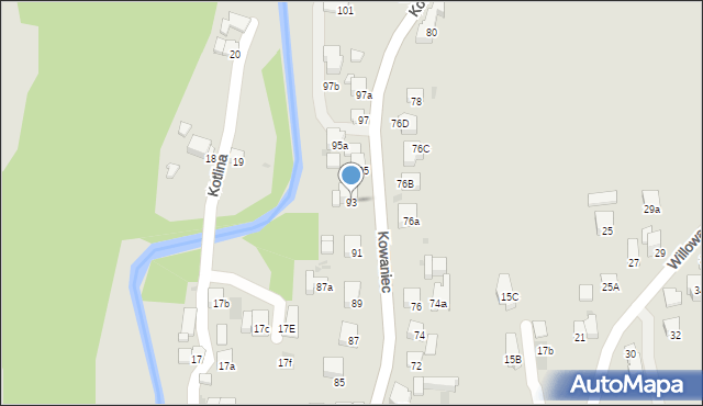 Nowy Targ, Kowaniec, 93, mapa Nowego Targu