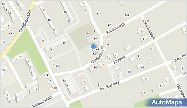 Nysa, Kordeckiego Augustyna, ks., 15a, mapa Nysy