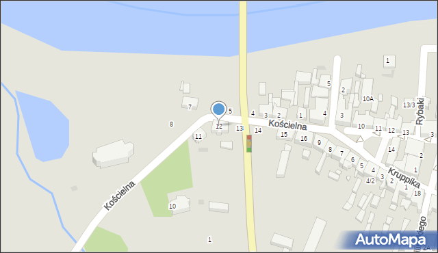 Obrzycko, Kościelna, 12, mapa Obrzycko