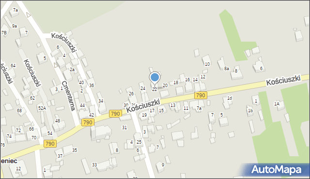 Ogrodzieniec, Kościuszki Tadeusza, gen., 22, mapa Ogrodzieniec