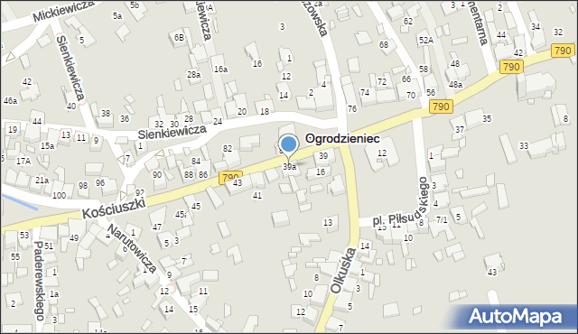 Ogrodzieniec, Kościuszki Tadeusza, gen., 39a, mapa Ogrodzieniec