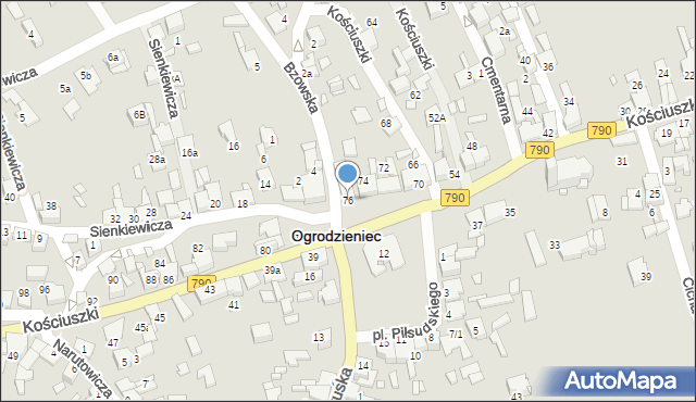 Ogrodzieniec, Kościuszki Tadeusza, gen., 76, mapa Ogrodzieniec
