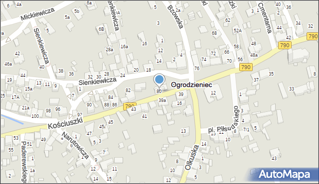 Ogrodzieniec, Kościuszki Tadeusza, gen., 80, mapa Ogrodzieniec