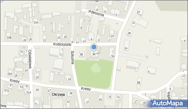 Okrzeja, Kościuszki Tadeusza, gen., 3A, mapa Okrzeja