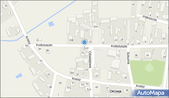 Okrzeja, Kościuszki Tadeusza, gen., 7a, mapa Okrzeja