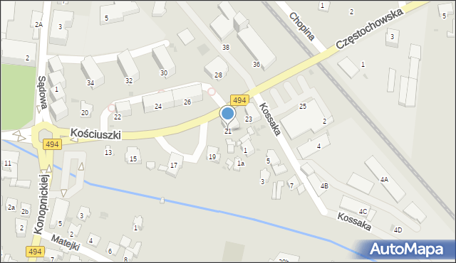 Olesno, Kościuszki Tadeusza, gen., 21, mapa Olesno