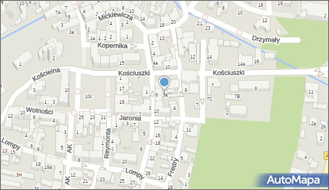 Olesno, Kościuszki Tadeusza, gen., 3a, mapa Olesno